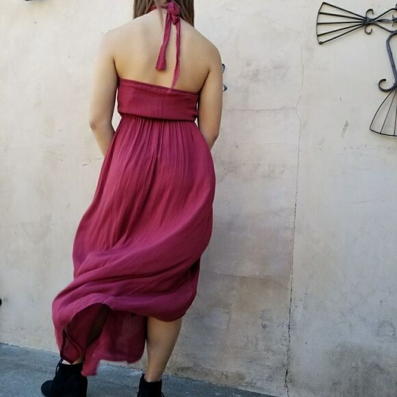 NWT halter top maxi dress maroon by En Creme sz S - Picture 4 of 5